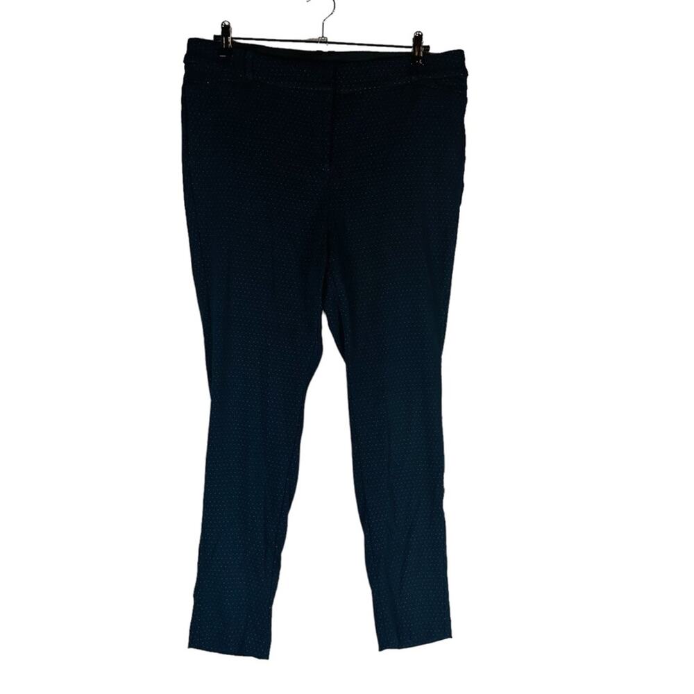 Lane Bryant Womans 16 Plus Dress Pants Blue Polka Dot Skinny Leg Comfort Waist